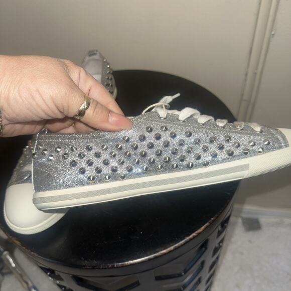 Prada Silver Glitter Studded Low Top Sneakers EU 40 - Picture 13 of 16